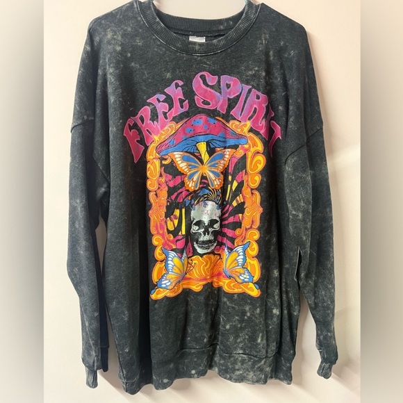 No Boundaries Free Spirit Graphic Women's Sweater - Black and Multicolor - Picture 2 of 9